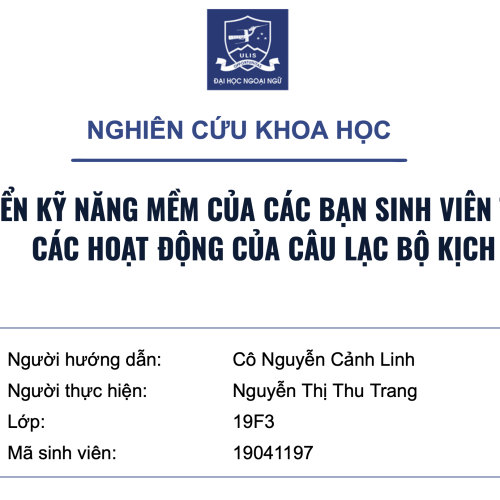 Le développement des compétences transversales des étudiants à travers les activités du club de Fragments D’Émotions- Phát triển kỹ năng mềm thông qua các hoạt động của CLB Kịch